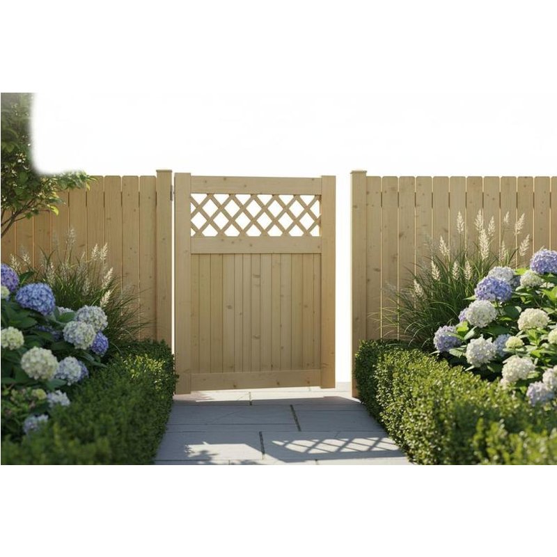 Rhombus Garden Wood Fence Gate with Lattice Design | Wowcher