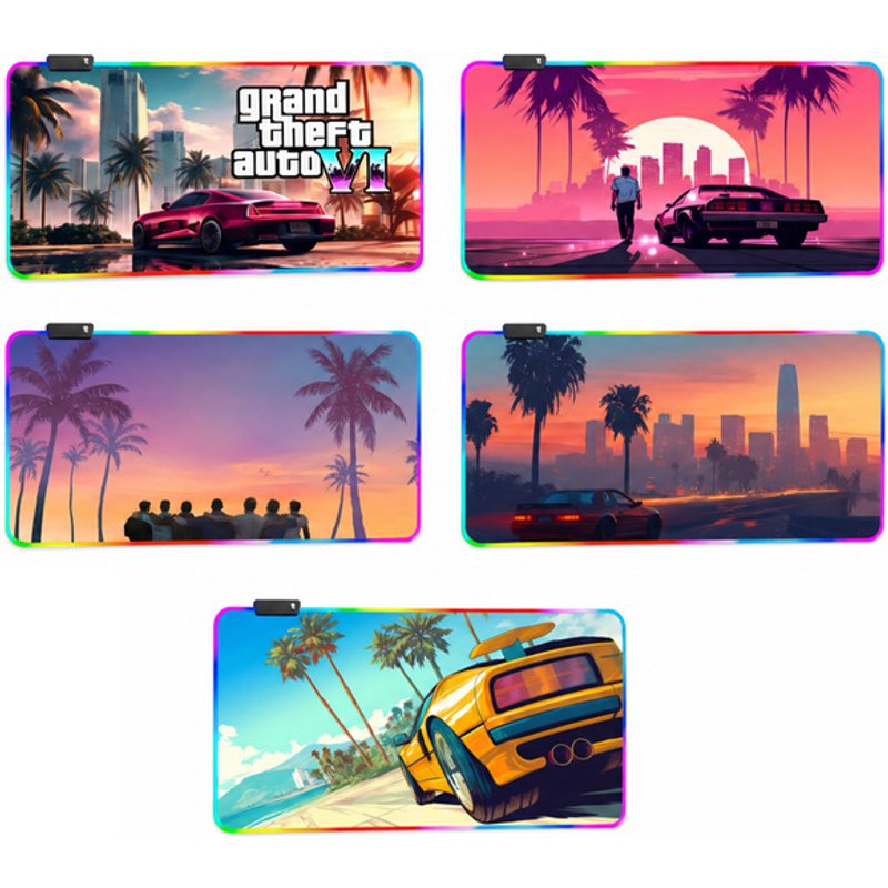 GTA VI Neon Gaming Mouse Pad with Immersive RGB Lighting | Wowcher