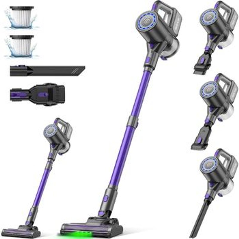 Aspiradora Inalámbrica Nettlife, 500w/40.000pa/40min, Batería Autónoma, Aspiradora Escoba Ligera Con Luz Verde, Ideal Para Suelos Duros