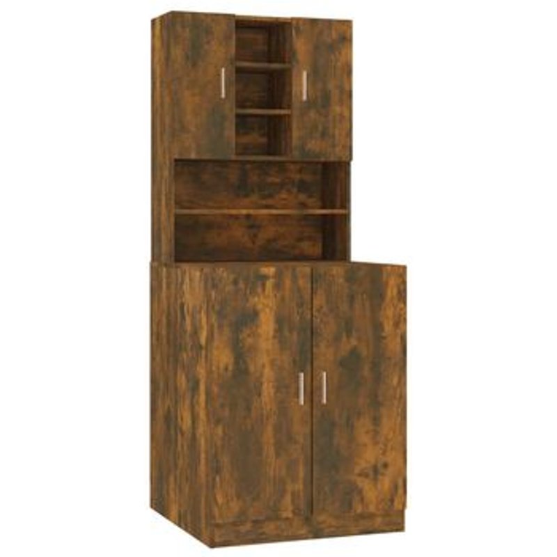 Armario De Lavadora Madera Contrachapada Color Roble Ahumado Vidaxl