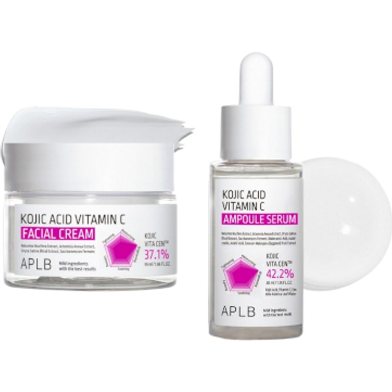 APLB - Kojic Acid Vitamin C Ampoule Serum - 40ml & Facial Cream - 55ml Set