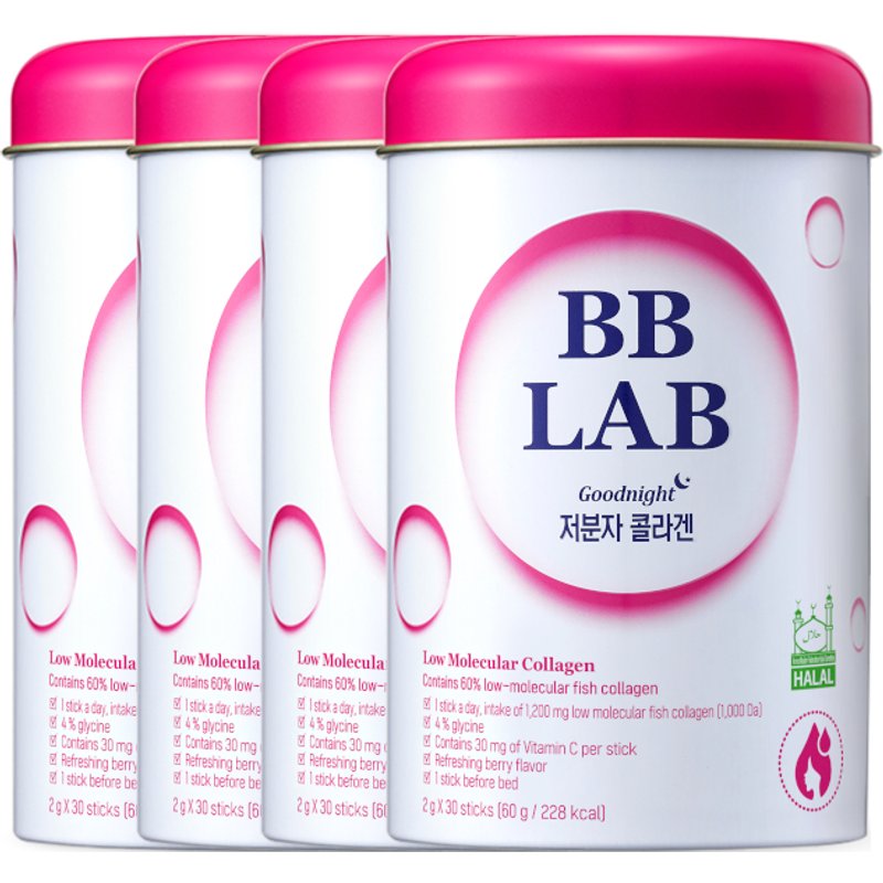 BB LAB - (HALAL) Low Molecular Collagen (Good Night Collagen) - 2g*30 sticks (4ea) Set