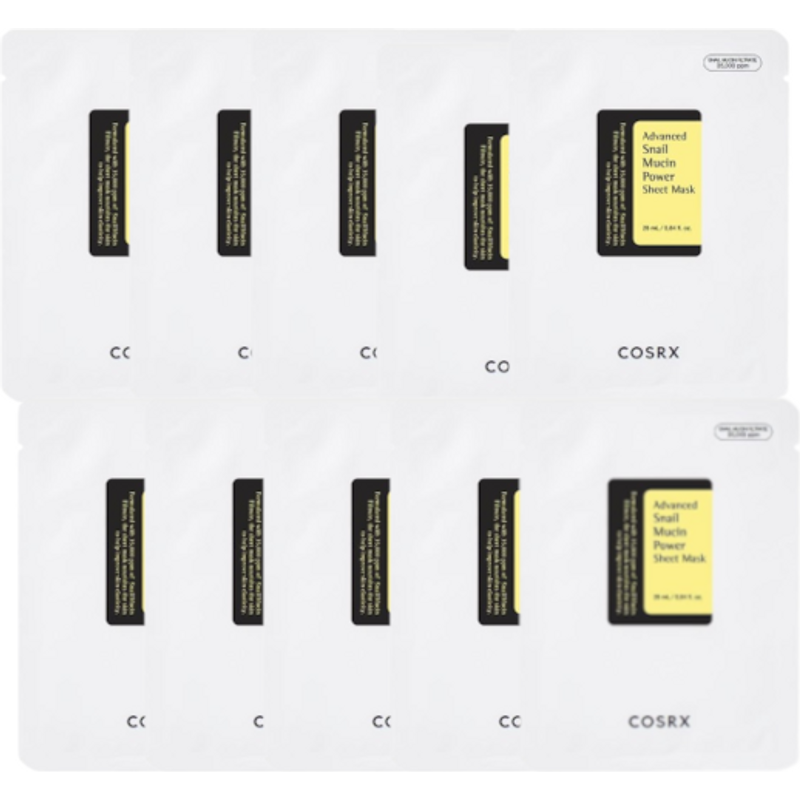 COSRX - Masque en tissu Advanced Snail Mucin Power Essence - 10pièces