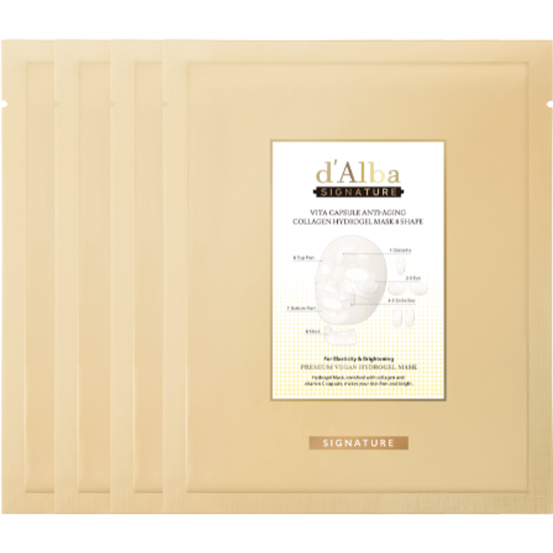 d'Alba - Masque hydrogel anti-âge au collagène Signature Vita Capsule, forme 8 - 44g*4ea