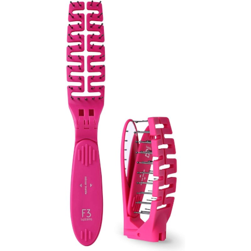 F3 SYSTEMS - Brosse à cheveux compacte et pliable avec miroir - 1ea