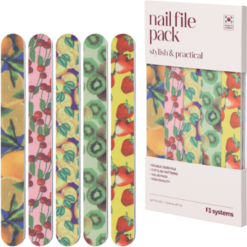 F3 SYSTEMS - Lot de limes à ongles - Fruits - 10pièces