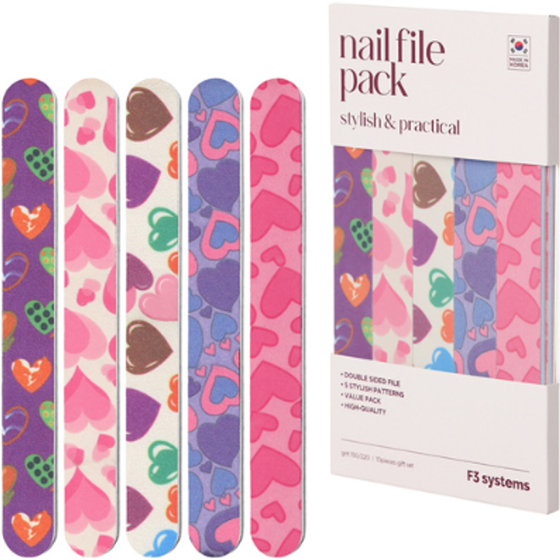 F3 SYSTEMS - Lot de limes à ongles - Cœur - 10pièces