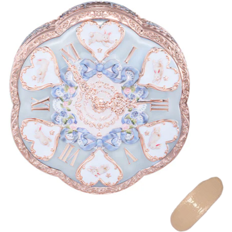 FlowerKnows - Fond de teint crème coussin Bunny Garden - 01 Bleu coquillage (Boîtier + Recharge) - 16g - W03 Warm Ecru