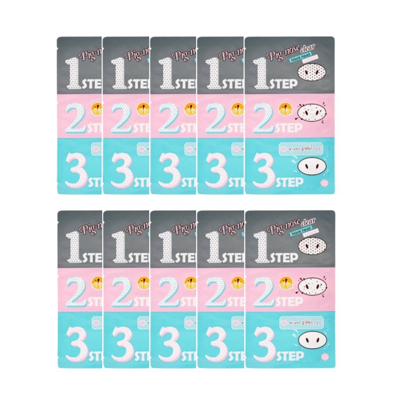 Holika Holika - Set kit 3 Ă©tapes TĂȘte noire transparente Pig-Nose (10ea)