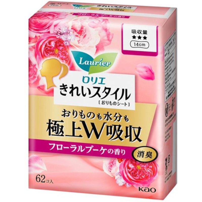 Kao - Protège-slip Laurier Kirei Style Superb W Absorption 14 cm - 62pièces - Floral Bouquet Scent