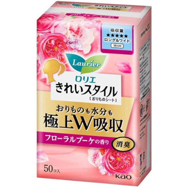 Kao - Protège-slip Laurier Kirei Style Superb W Absorption Long et large 16 cm - 50pièces - Floral Bouquet Scent