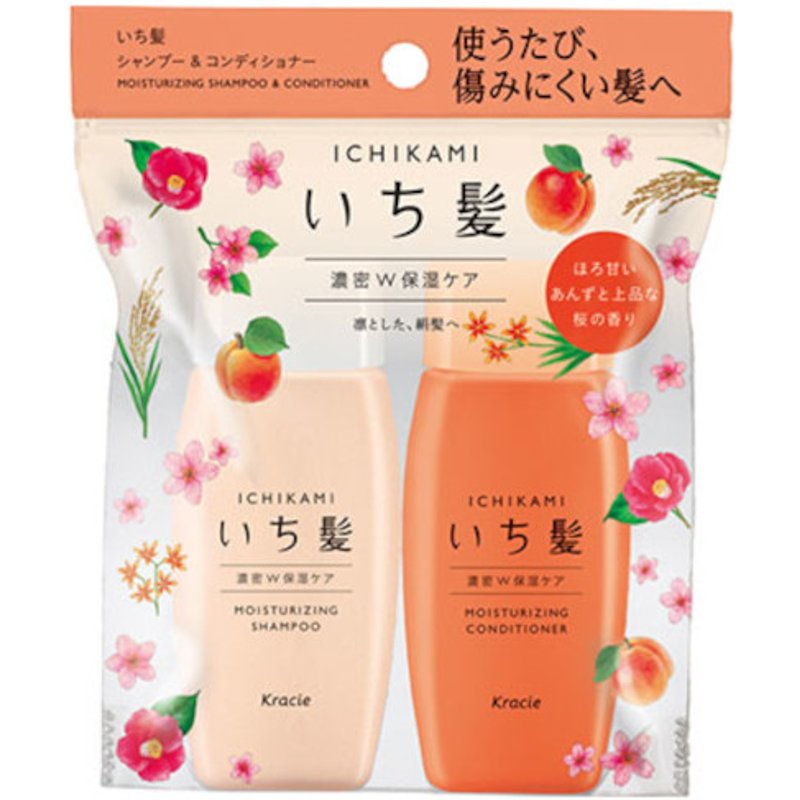 Kracie - Mini ensemble de shampooing et revitalisant hydratants Ichikami - 1set(2articles)