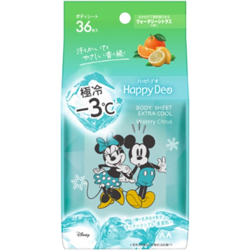 Mandom - Feuille pour le corps Happy Deo Fresh & Smooth - 36 sheets - Watery Citrus