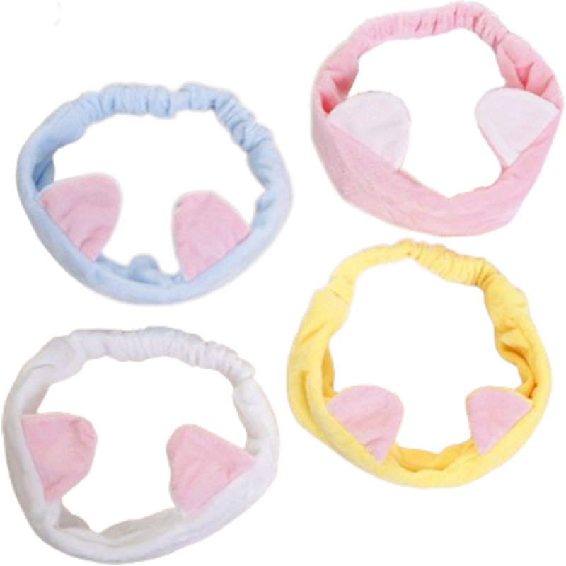 MINGXIER - Bandeau nettoyant visage oreilles de chat (couleur aléatoire) - 1 pièce