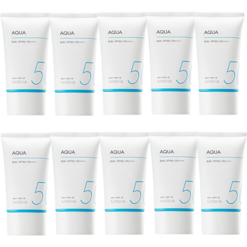 MISSHA - All-Around Safe Block Aqua Sun SPF50+ PA++++ (New version of All-Around Safe Block Aqua Sun Gel ) - 50ml (10ea) Set