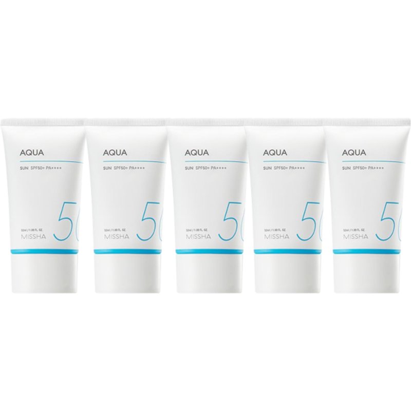 MISSHA - All-Around Safe Block Aqua Sun SPF50+ PA++++ (New version of All-Around Safe Block Aqua Sun Gel ) - 50ml (5ea) Set
