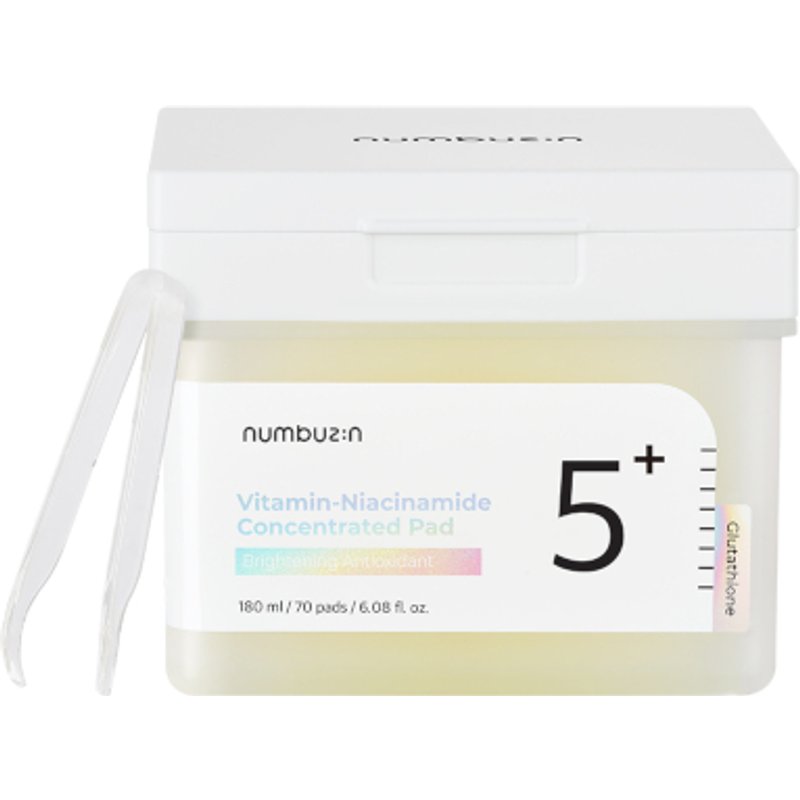 Numbuzin - Tampon tonique concentré en vitamines et glutathion n° 5+ - 180 ml/70 tampons