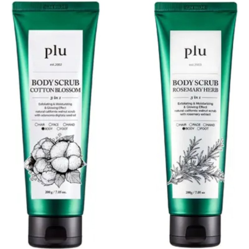 plu - Body Scrub - 200g - Cotton Blossom (1ea) & Rosemary Herb (1ea) Set