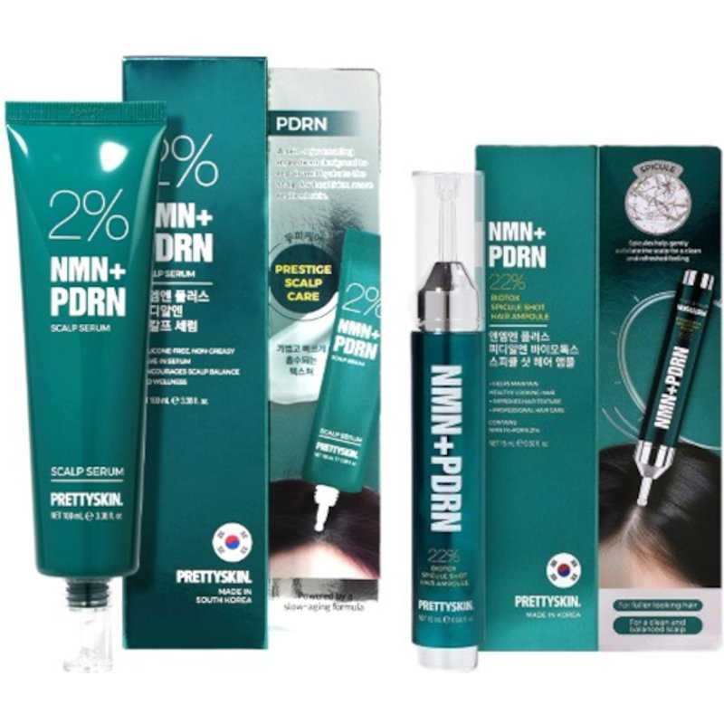 PRETTYSKIN - NMN+PDRN Scalp Serum 100ml + Biotox Spicule Shot Hair Ampoule 15ml Set