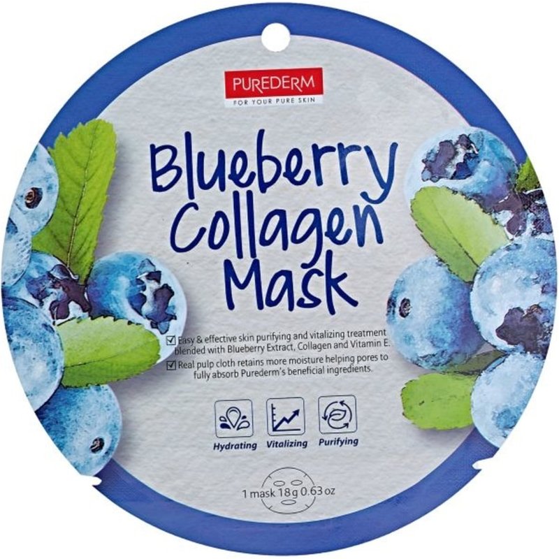 PUREDERM - Masque Cercle - Blueberry Collagen - 1pièce
