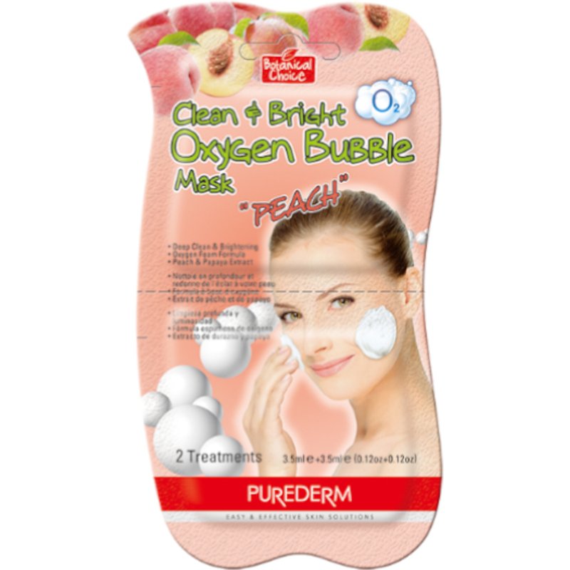 PUREDERM - Clean&Bright Oxygen Bubble Mask - 3.5ml+3.5ml - Peach