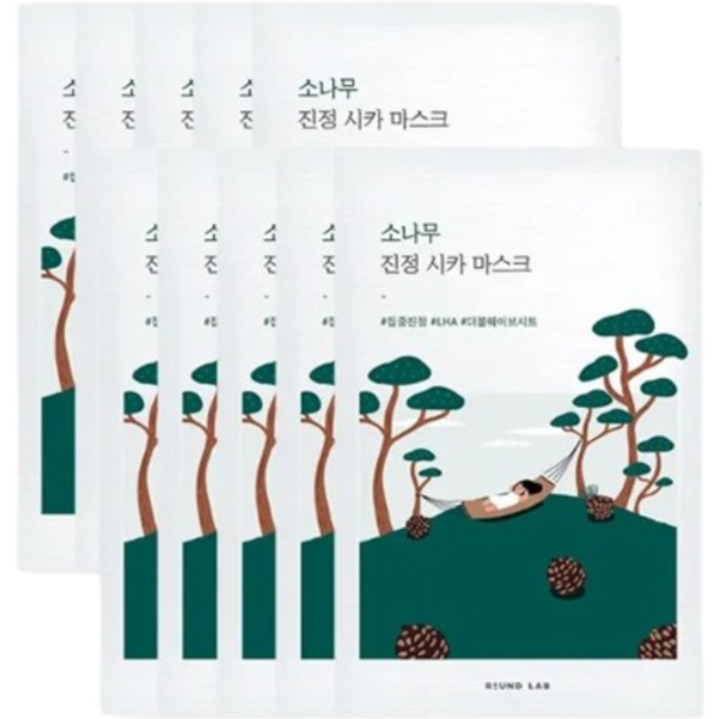 Round Lab - Feuille de masque Cica calmant au pin - 27ml*10ea