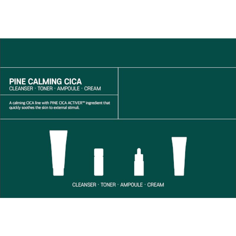 Round Lab - Kit d'essai Pine Calming Cica (Nettoyant+Toner+Ampoule+Crème) - 30ml+20ml+10ml+20ml