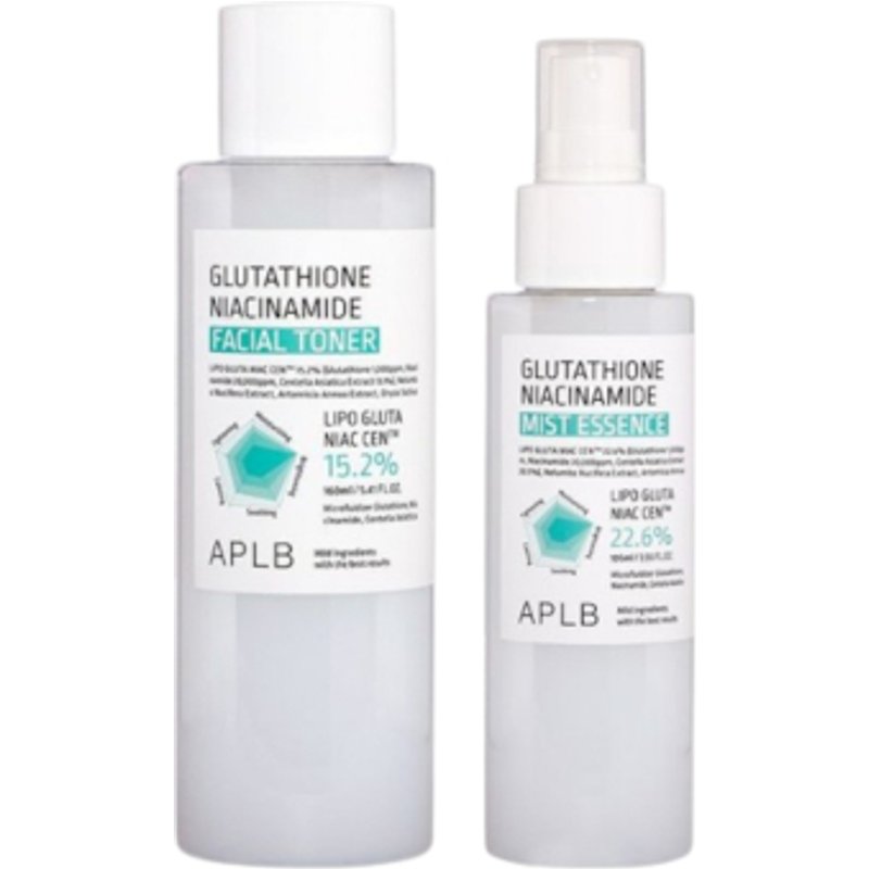 APLB - Glutathione Niacinamide Facial Toner - 160ml (1ea) + Glutathione Niacinamide Mist Essence - 105ml (1ea) Set