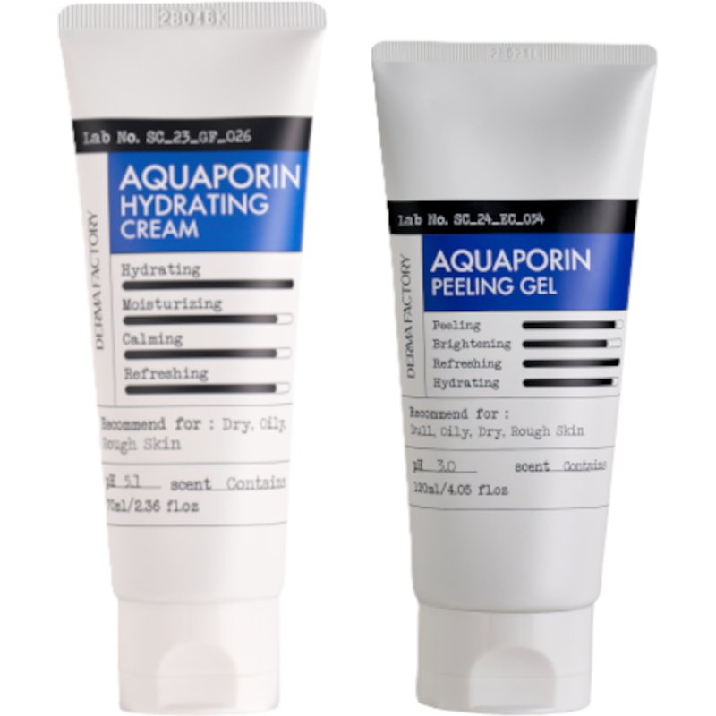DERMA FACTORY - Aquaporin Hydrating Cream - 70ml (1ea) & Peeling Gel - 120ml (1ea) Set