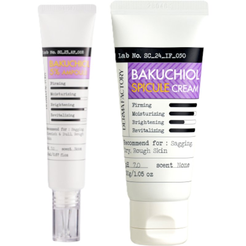 DERMA FACTORY - Bakuchiol 5% Ampoule - 20ml (1ea) & 5% Spicule Cream - 30g (1ea) Set