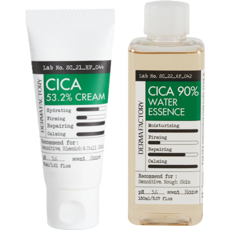 DERMA FACTORY - Cica 53.2% Cream - 30ml (1ea) & 90% Water Essence - 150ml (1ea) Set