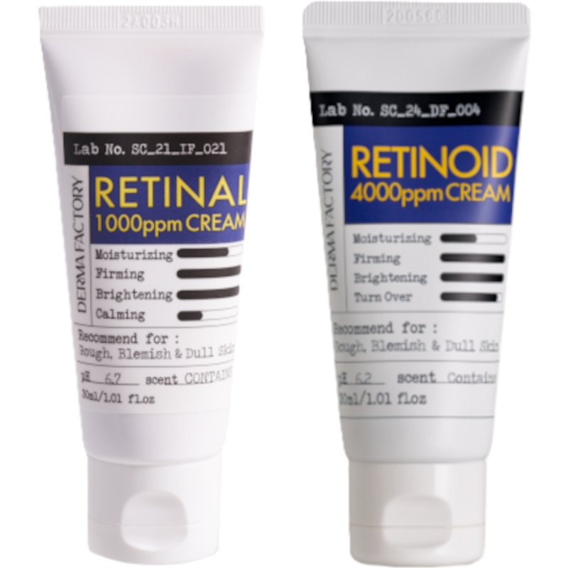 DERMA FACTORY - Retinal 1000ppm Cream - 30ml (1ea) & Retinoid 4000ppm Cream - 30ml (1ea) Set