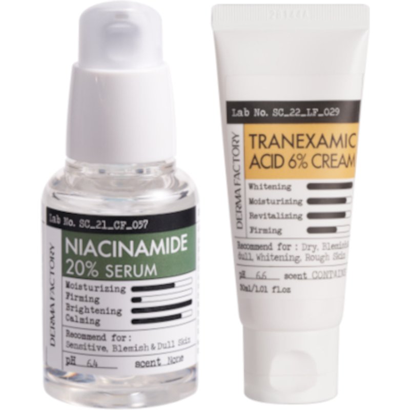 DERMA FACTORY - Niacinamide 20% Serum - 30ml (1ea) & Tranexamic Acid 6% Cream - 30ml (1ea) Set