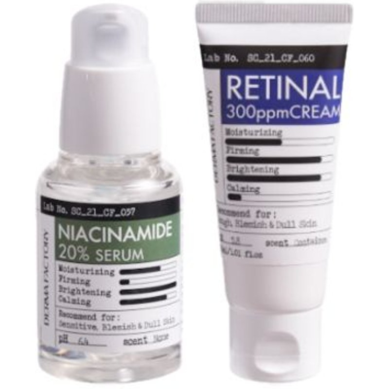 DERMA FACTORY - DERMA FACTORY - Niacinamide 20% Serum - 30ml (1ea) & Retinal 300ppm Cream - 30ml (1ea) Set