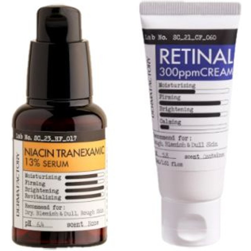 DERMA FACTORY - Niacin Tranexamic 13% Serum - 30ml (1ea) & Retinal 300ppm Cream - 30ml (1ea) Set