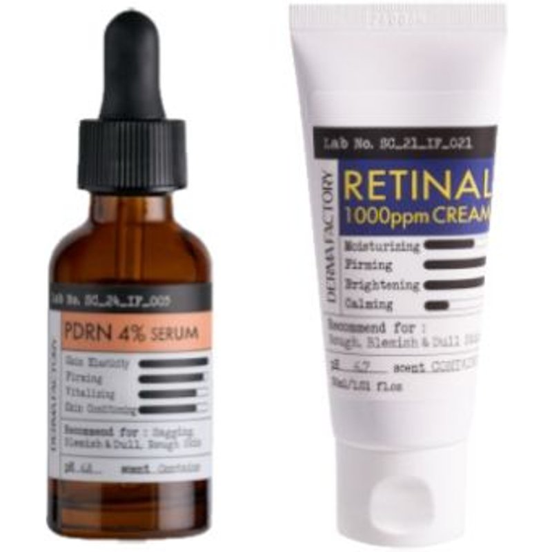 DERMA FACTORY - PDRN 4% Ampoule - 30ml (1ea) & Retinal 1000ppm Cream - 30ml (1ea) Set