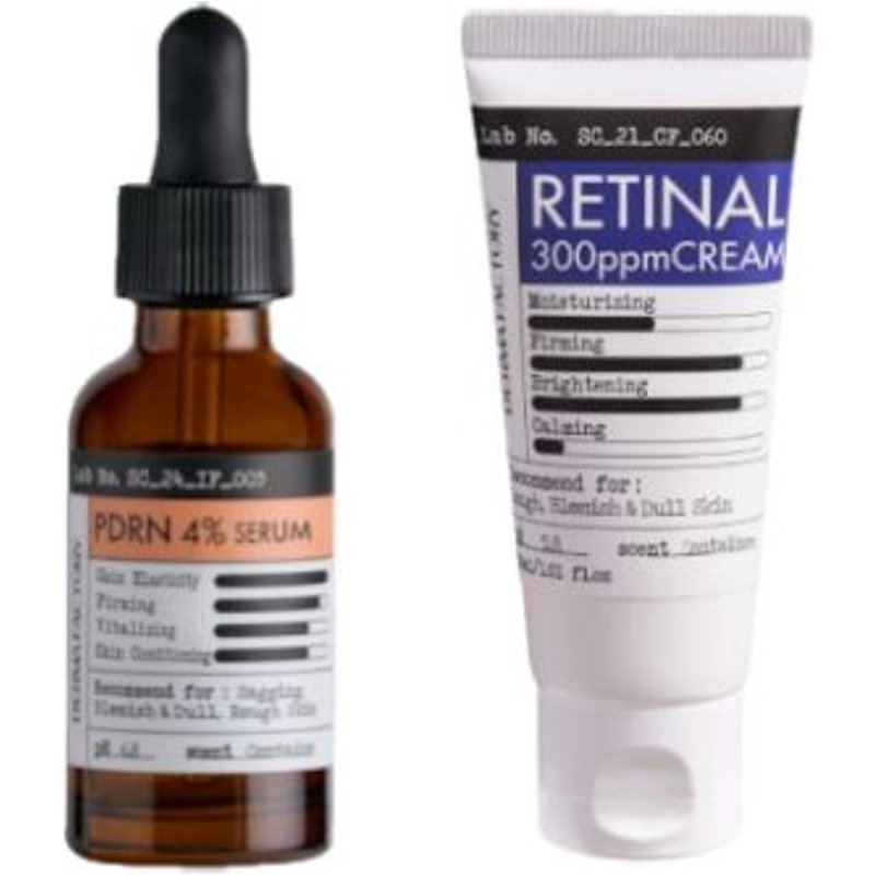 DERMA FACTORY - PDRN 4% Ampoule - 30ml (1ea) & Retinal 300ppm Cream - 30ml (1ea) Set