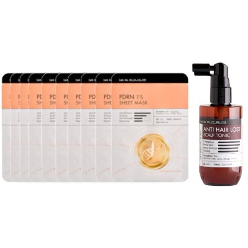 DERMA FACTORY - Anti Hair Loss Scalp Tonic - 100ml (1ea) & PDRN 1% Sheet Mask - 10pcs Set
