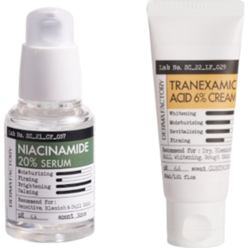 DERMA FACTORY - Tranexamic Acid 6% Cream - 30ml (1ea) & Niacinamide 20% Serum - 30ml (1ea) Set