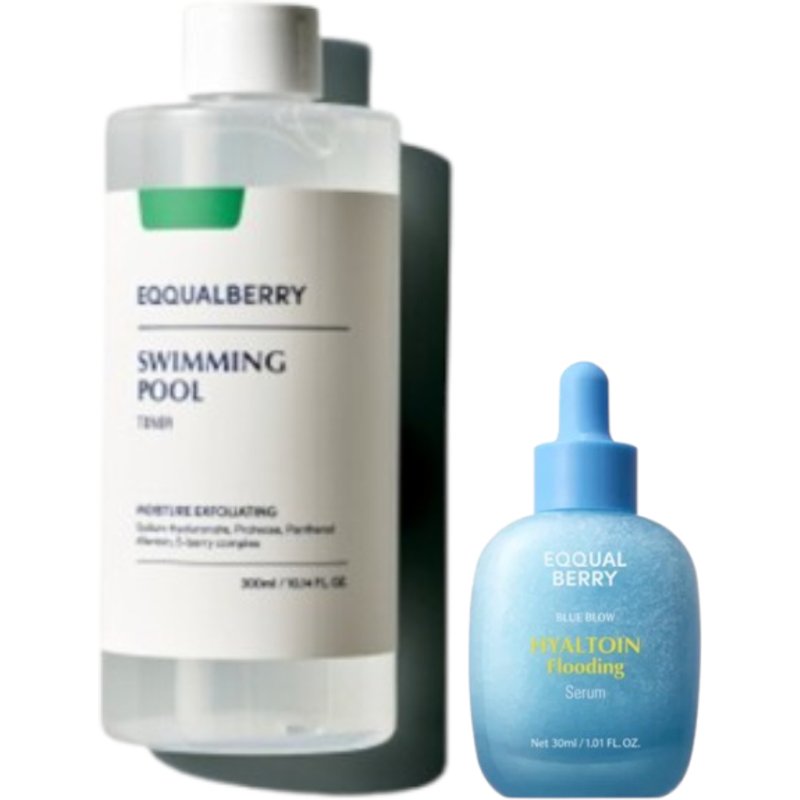 EQQUALBERRY - Swimming Pool Daily Facial Toner - 300ml (1ea) + Hyaltoin Flooding Serum - 30ml (1ea) Set