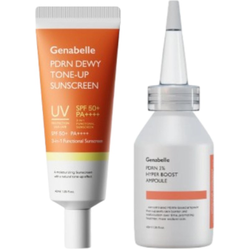 Genabelle - PDRN Dewy Tone-up Sunscreen SPF50+ PA++++ - 40ml (1ea) & 3% Hyper Boost Ampoule - 40ml (1ea) Set