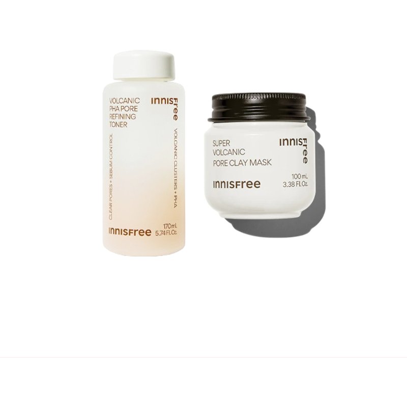 innisfree - Volcanic PHA Pore Refining Toner - 170ml (1ea) X Super Volcanic Pore Clay Mask - 100ml (1ea) Set