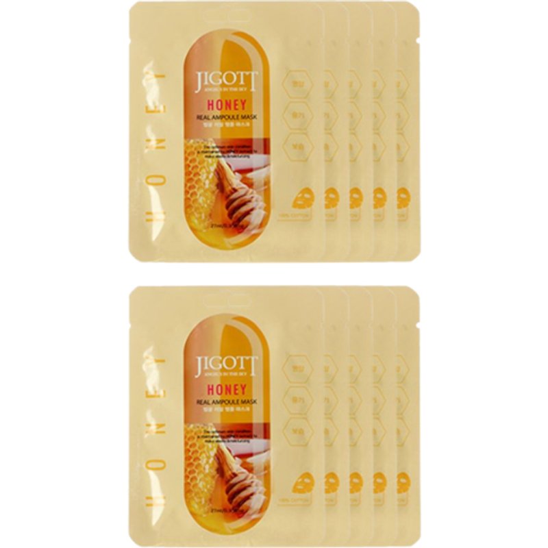 Jigott - Real Ampoule Mask Honey - 10pcs Set