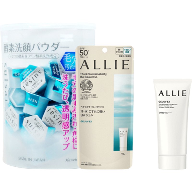 Kanebo - Allie Gel UV EX SPF50+ PA++++ X Suisai Beauty Clear Powder Wash