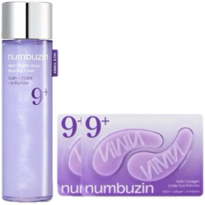 numbuzin - No.9+ NAD+ PDRN Glow Boosting Toner - 150ml (1ea) & Collagen Under Eye Patches - 2ea Set