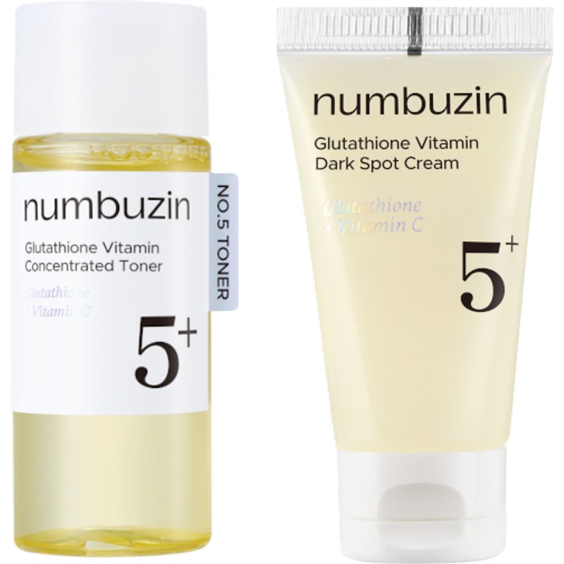numbuzin - No.5+ Glutathione Vitamin Concentrated Toner - 30ml (1ea) & Dark Spot Cream - 15ml (1ea) Set