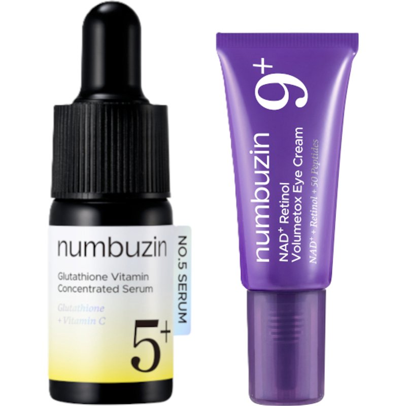 numbuzin - No.5+ Glutathione Vitamin Concentrated Serum - 10ml (1ea) & No.9 NAD+ Retinol Volumetox Eye Cream - 5ml (1ea) Set