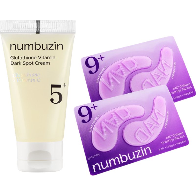 numbuzin - No.5+ Glutathione Vitamin Dark Spot Cream - 15ml & No.9 NAD+ Collagen Under Eye Patches - 2ea Set