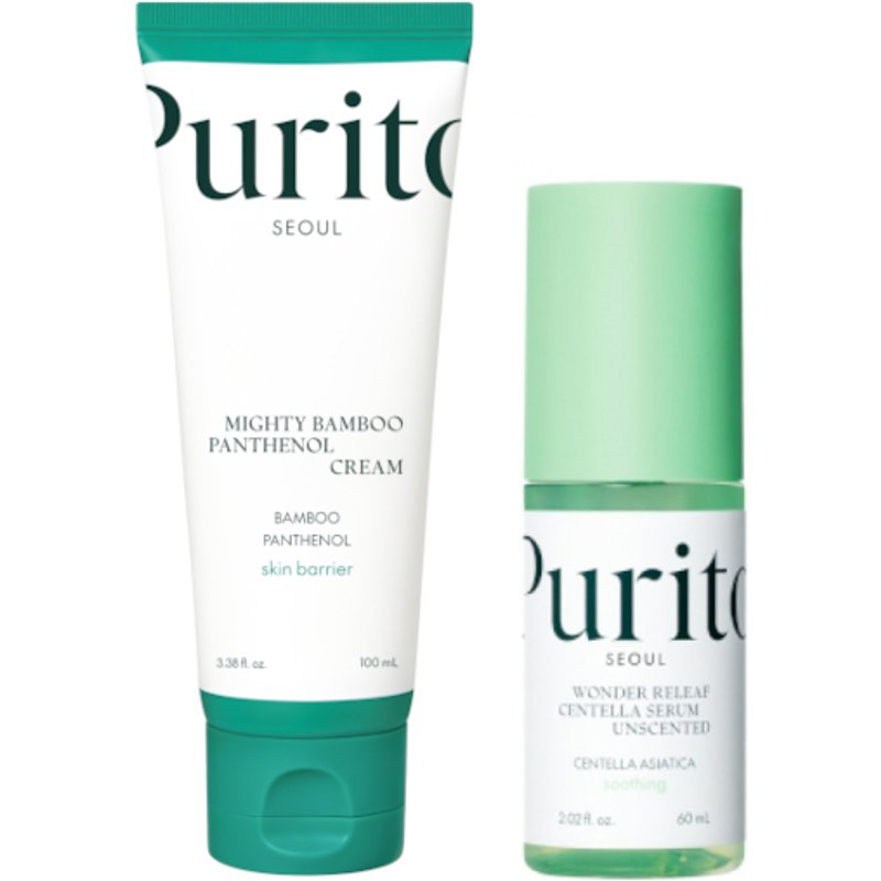 Purito SEOUL - Mighty Bamboo Panthenol Cream - 100ml + Wonder Releaf Centella Serum Unscented - 60ml Set
