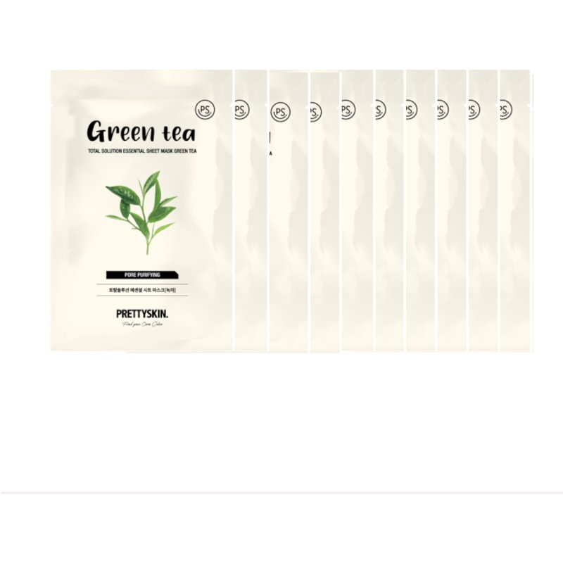 PRETTYSKIN - Total Solution Essential Sheet Mask - Green Tea (10ea) Set